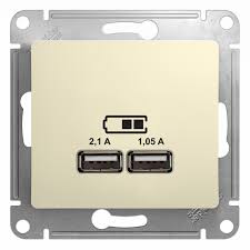 Механизм зарядного устройства USB Sedna 2.1А (2х1.05А) беж. SchE SDN2710247