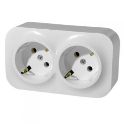 Розетка 2-м ОП с заземл. 16А угол 45град. Quteo бел. Leg 782213 Розетка 2-м ОП с заземл. 16А угол 45град. Quteo бел. Leg 782213