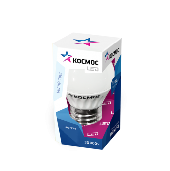 ����� ������������ LED 5�� ����� 45�� E27 4500� �������� Eco_LED5wGL45E2745