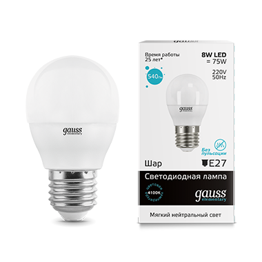 ����� ������������ LED Elementary Globe E27 8�� 4100� Gauss 53228