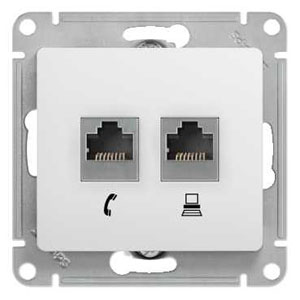 �������� ������� ����. + �����. 2-� �� Glossa RJ11 + RJ45 ���. SchE GSL000185