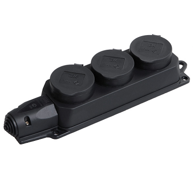 Розетка каучук трехместная с заземлением IP44 компакт UNIVersal 1323 Розетка каучук трехместная с заземлением IP44 компакт UNIVersal 1323