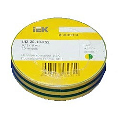 Изолента ПВХ 0.13х15мм (рул.20м) жел./зел. ИЭК UIZ-13-10-K52